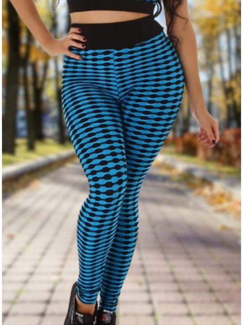 Alakformáló PUSH UP kék mintás fitness leggings