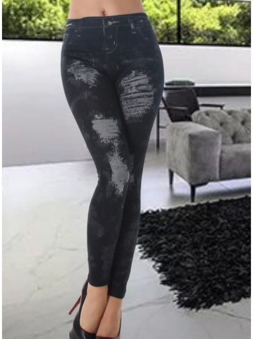 Szexi fekete farmer hatású leggings / cicanadrág