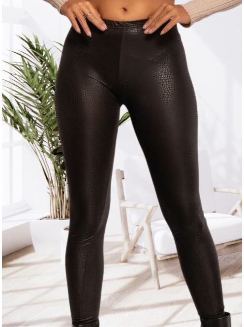 Pikkely mintás fekete műbőr leggings