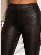 Fényes leopárd mintás műbőr leggings