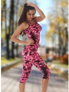 2 részes terep mintás fitness együttes Top + leggings / cicanadrág