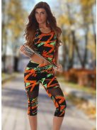 2 részes terep mintás fitness együttes Top + leggings / cicanadrág